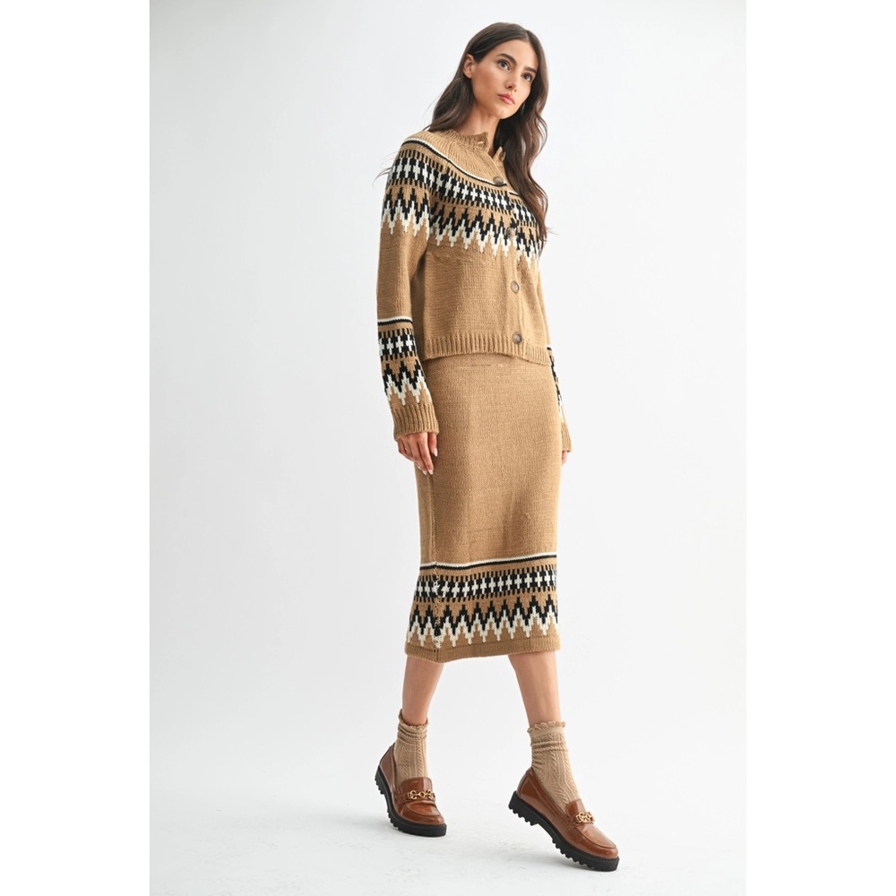 ISLE KNIT CARDIGAN AND SKIRT SET IN MOCHA - Picture 7 of 9